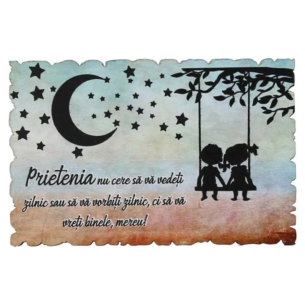 Magnet frigider din lemn "Prietenia nu cere sa..." 9x6 CM Magnet frigider din lemn "Prietenia nu cere sa..." 9x6 CM