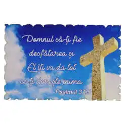 Magnet frigider din lemn "Domnul sa -ti fie desfatarea..." 9x6 CM