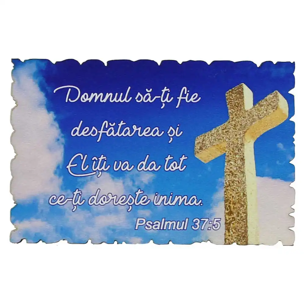 Magnet frigider din lemn "Domnul sa -ti fie desfatarea..." 9x6 CM Magnet frigider din lemn "Domnul sa -ti fie desfatarea..." 9x6 CM