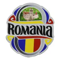 Magnet frigider din lemn "Romania" 6.5x7 CM