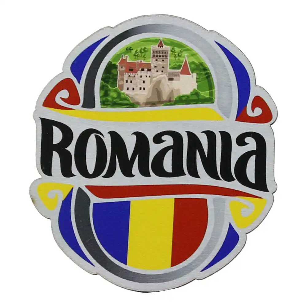 Magnet frigider din lemn "Romania" 6.5x7 CM