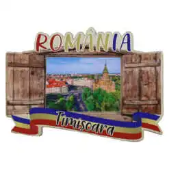 Magnet frigider din lemn "Romania" 9x6.5 CM