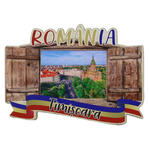 Magnet frigider din lemn "Romania" 9x6.5 CM