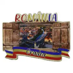 Magnet frigider din lemn "Romania" 9x6.5 CM