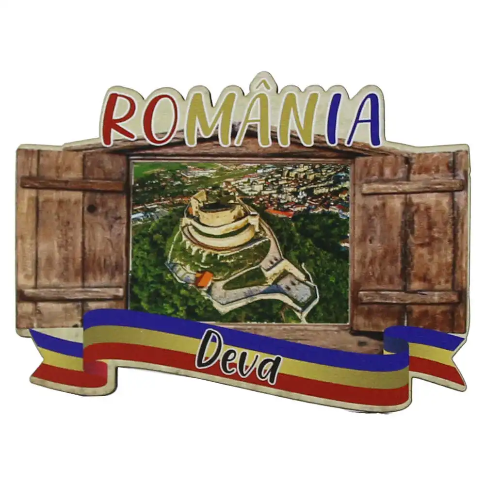 Magnet frigider din lemn "Romania" 9x6.5 CM Magnet frigider din lemn "Romania" 9x6.5 CM