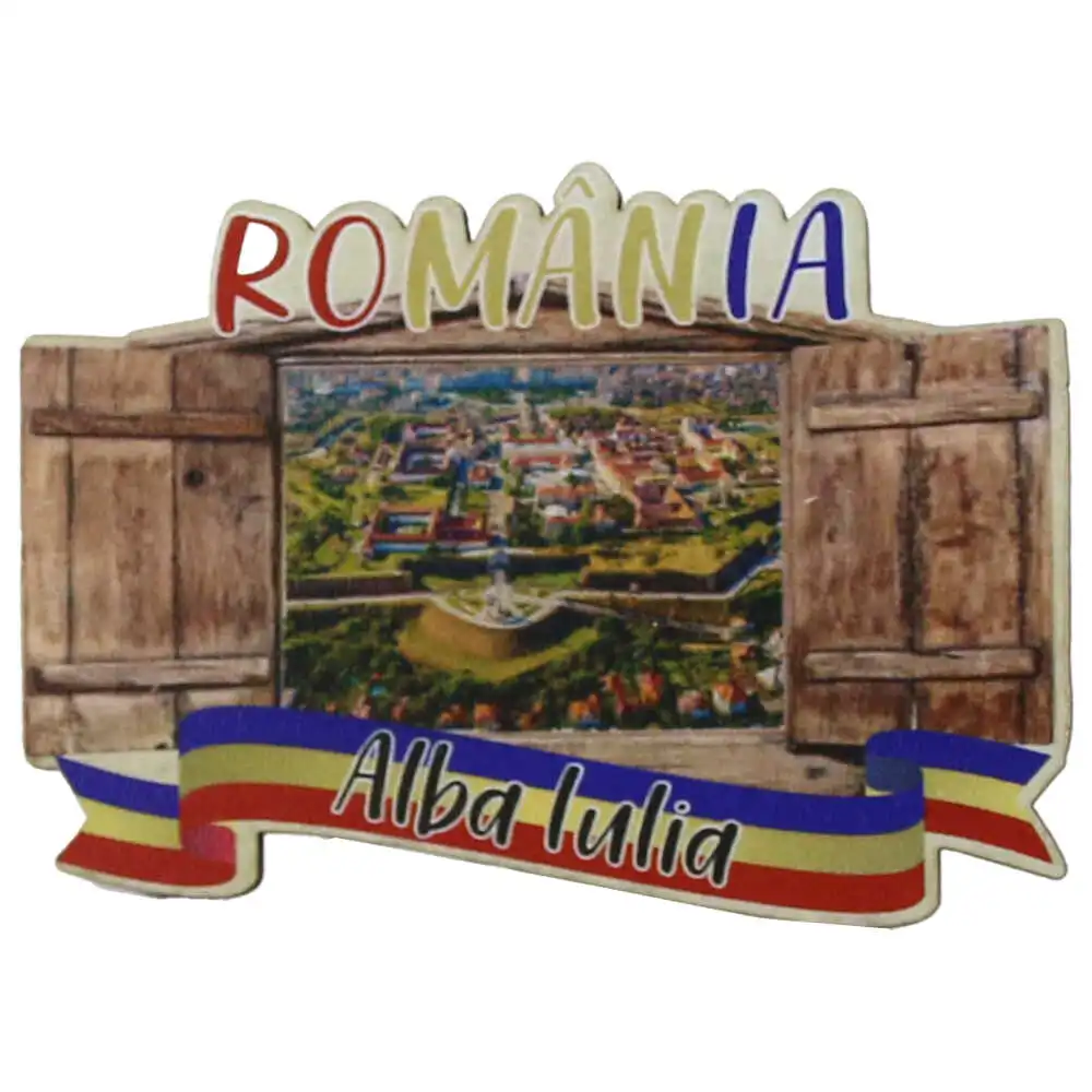 Magnet frigider din lemn "Romania" 9x6.5 CM Magnet frigider din lemn "Romania" 9x6.5 CM