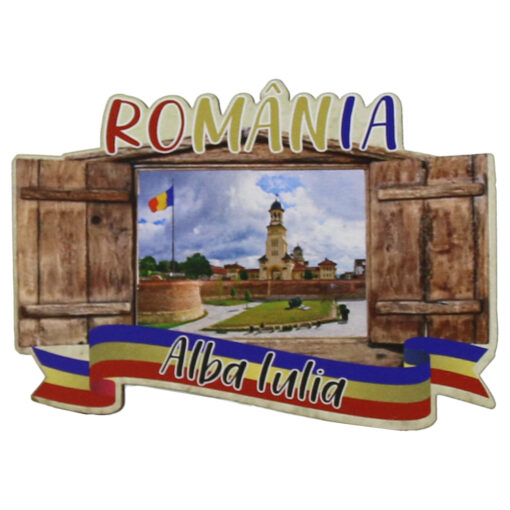 Magnet frigider din lemn "Romania" 9x6.5 CM
