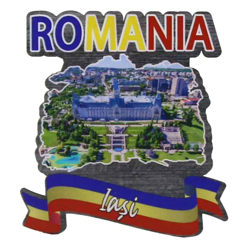 Magnet frigider din lemn "Romania" 7.5x8 CM