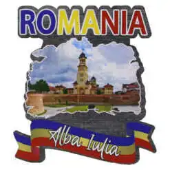 Magnet frigider din lemn "Romania" 7.5x8 CM