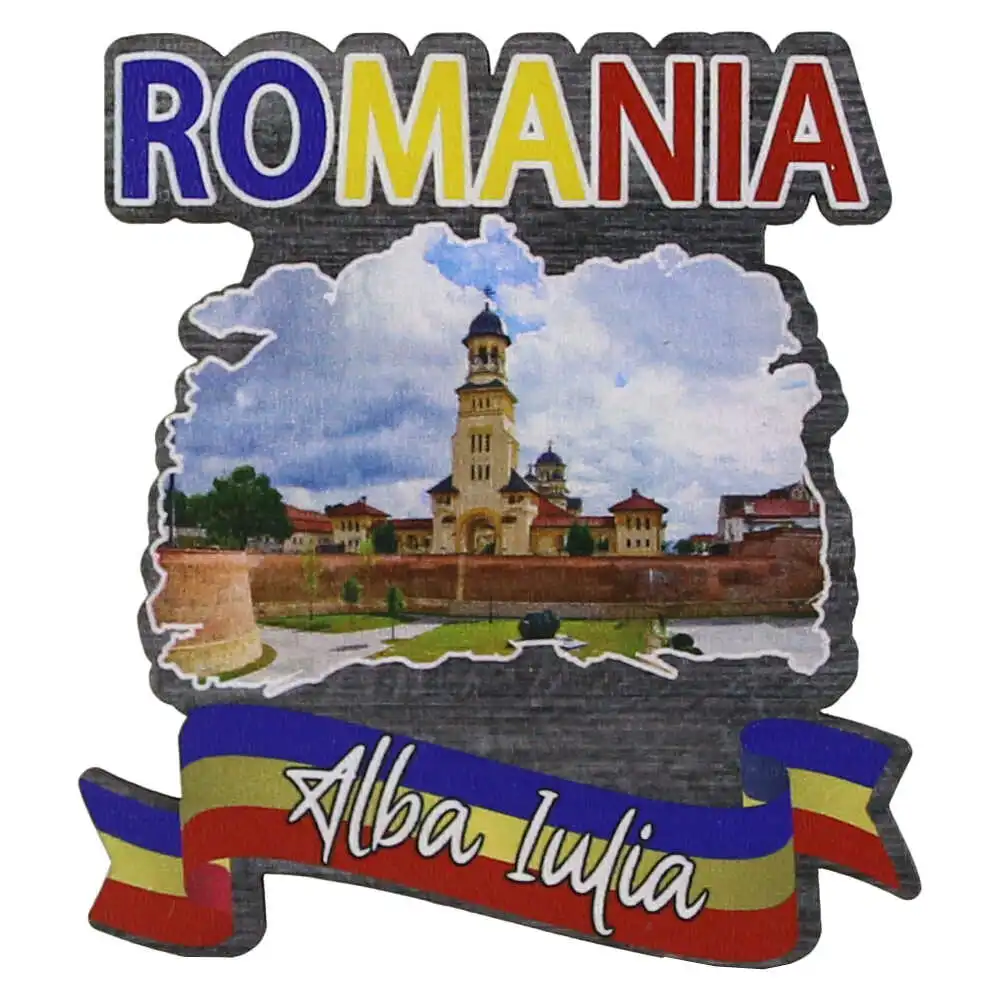 Magnet frigider din lemn "Romania" 7.5x8 CM Magnet frigider din lemn "Romania" 7.5x8 CM