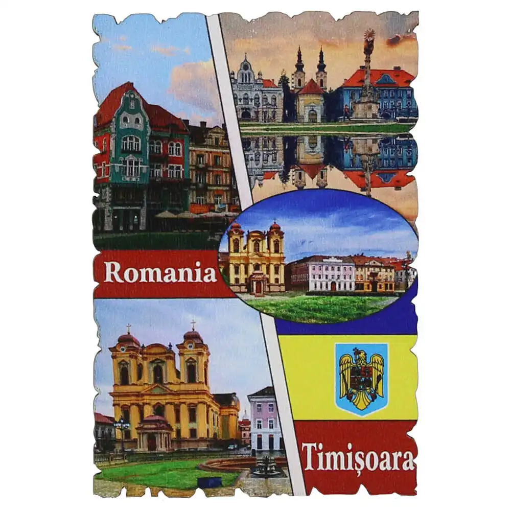 Magnet frigider din lemn "Romania" 6x9 CM Magnet frigider din lemn "Romania" 6x9 CM