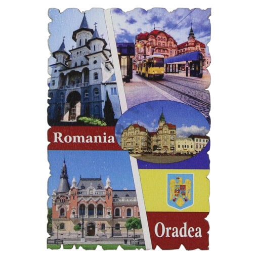 Magnet frigider din lemn "Romania" 6x9 CM