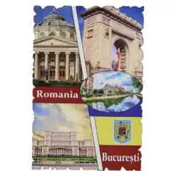 Magnet frigider din lemn "Romania" 6x9 CM