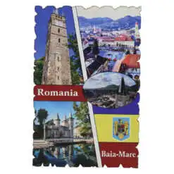 Magnet frigider din lemn "Romania" 6x9 CM