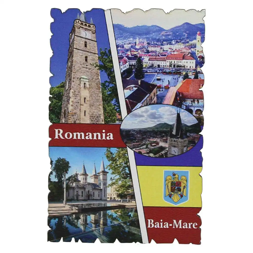 Magnet frigider din lemn "Romania" 6x9 CM