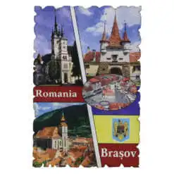 Magnet frigider din lemn "Romania" 6x9 CM