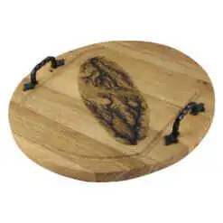Tava din lemn cu manere metalice 38 CM