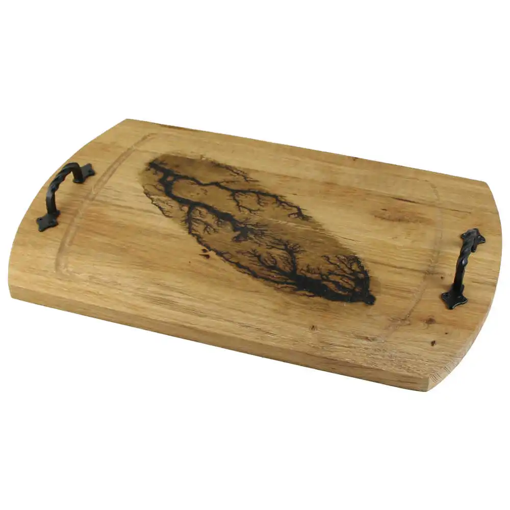 Tava din lemn cu manere metalice 51x30 CM Tava din lemn cu manere metalice 51x30 CM