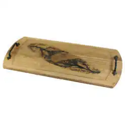 Tava din lemn cu manere metalice 67x29 CM