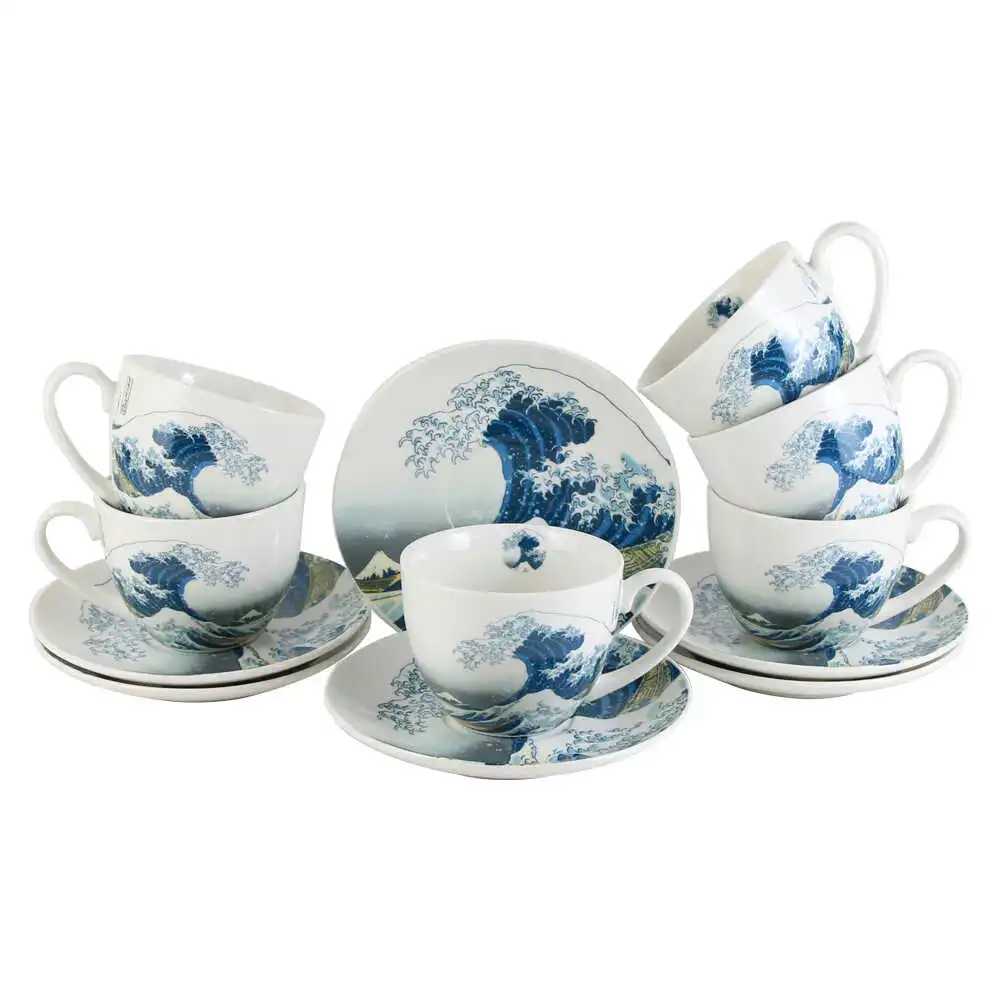 Set 6 cesti cu farfurii "The great Wave" de Hokusai