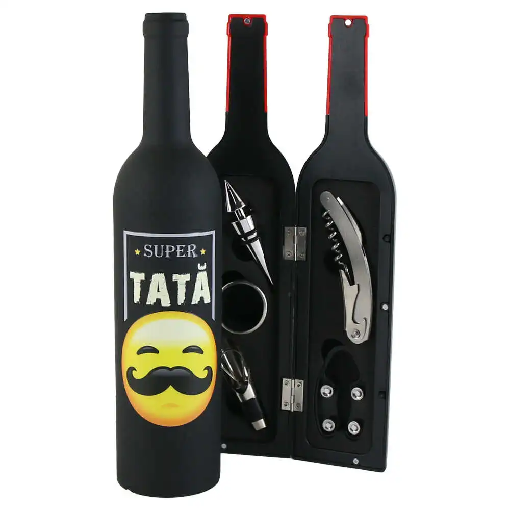 Set 5 accesorii de vin "Super Tata" Set 5 accesorii de vin "Super Tata"