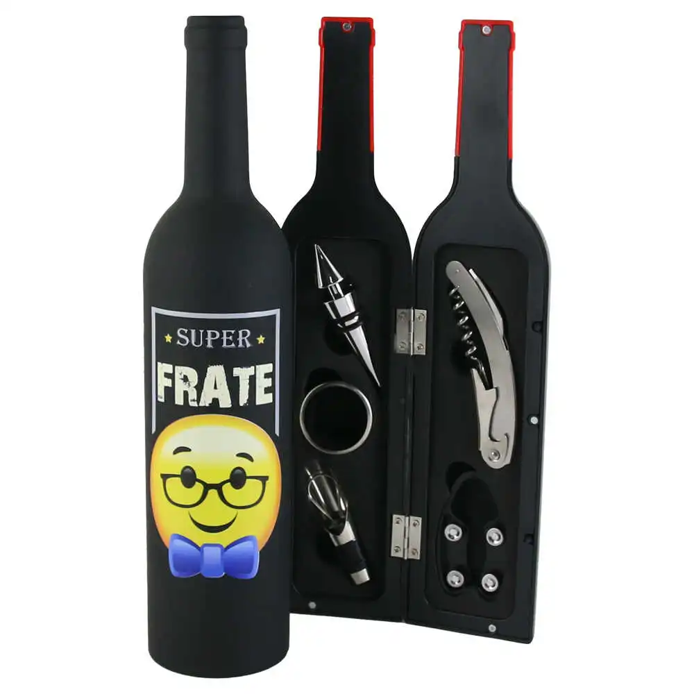 Set 5 accesorii de vin "Super Frate" Set 5 accesorii de vin "Super Frate"