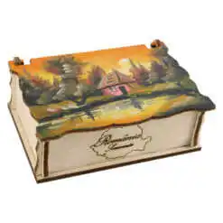 Cutie din lemn pictata manual