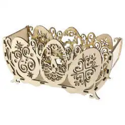 Cos decorativ din lemn pentru oua de paste 28x13x14 CM