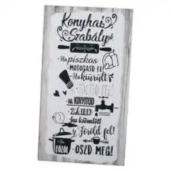 Magnet frigider din lemn "Konyhai szabalyok..." 8x14 CM