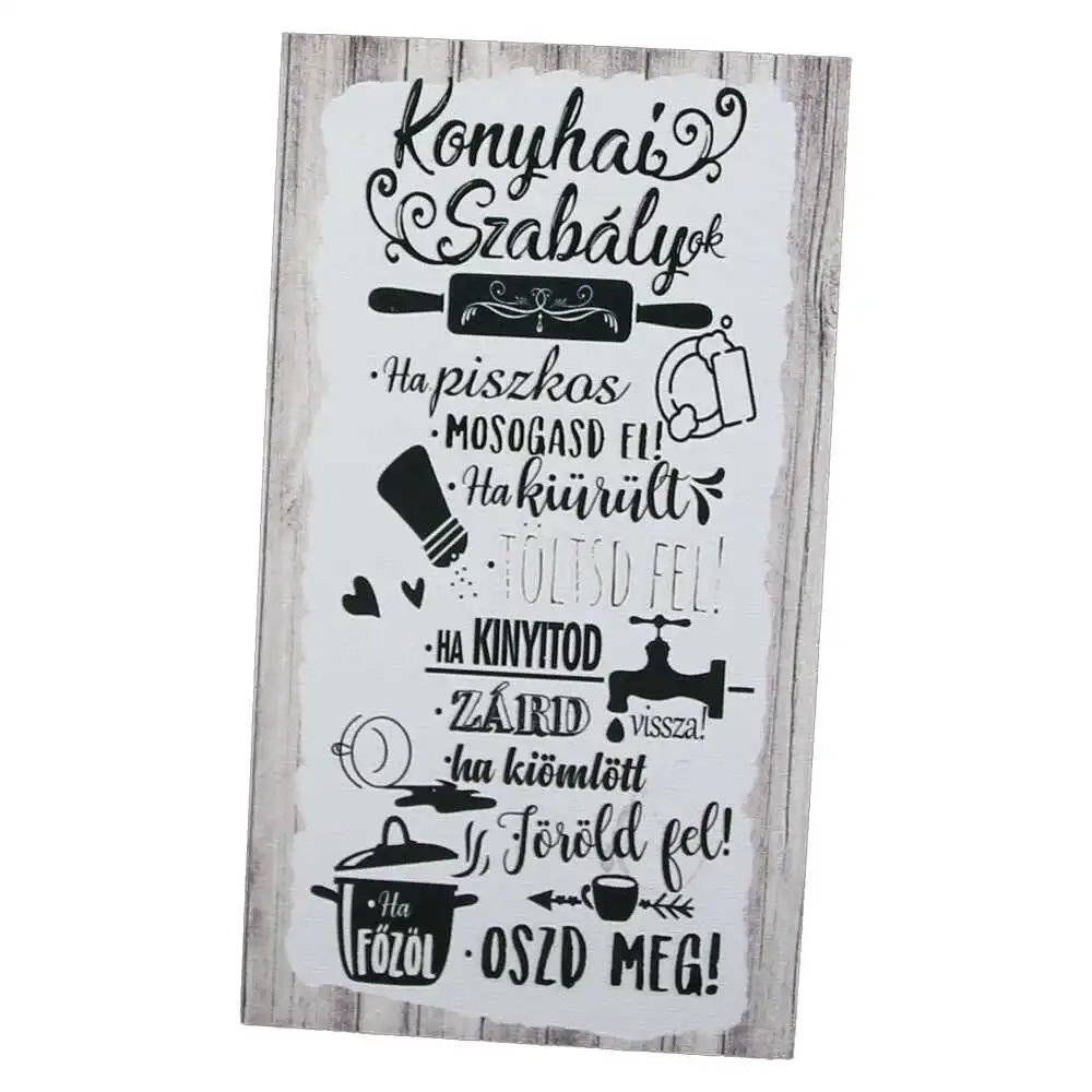 Magnet frigider din lemn "Konyhai szabalyok..." 8x14 CM