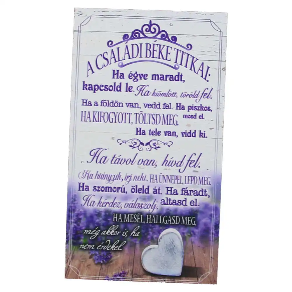 Magnet frigider din lemn "A csaladi beke titkai..." 8x14 CM