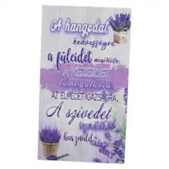 Magnet frigider din lemn "A hangodat kedvessegre..." 8x14 CM
