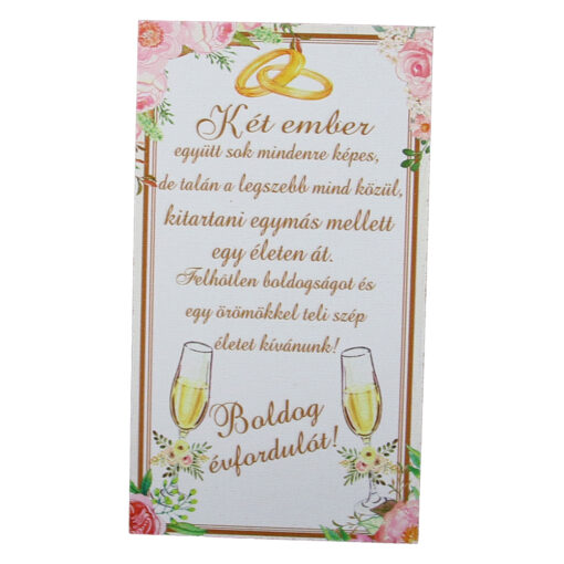 Magnet frigider din lemn "Ket ember egyutt sok mindenre kepes..." 8x14 CM