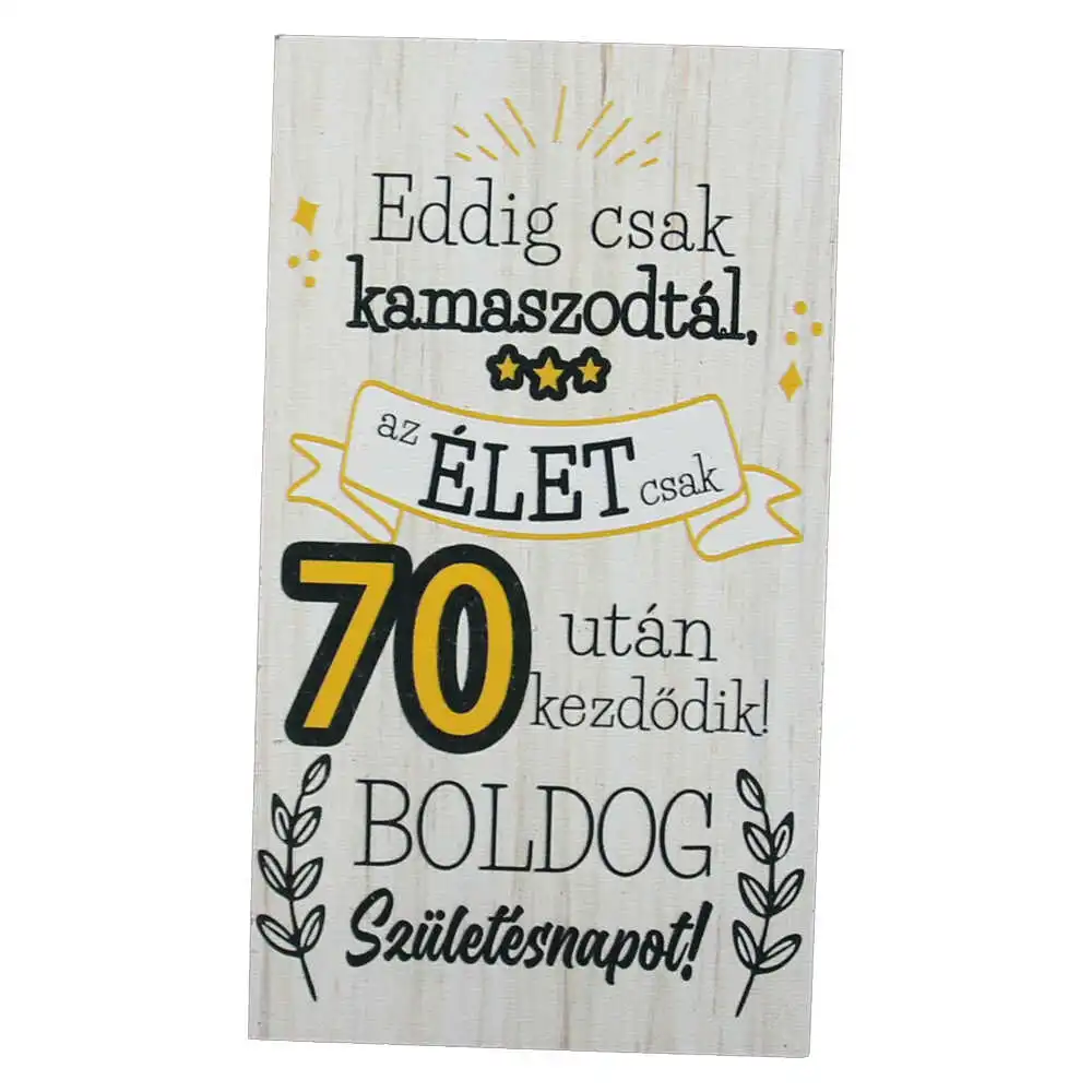 Magnet frigider din lemn "70 - Boldog Szuletesnapot..." 8x14 CM Magnet frigider din lemn "70 - Boldog Szuletesnapot..." 8x14 CM