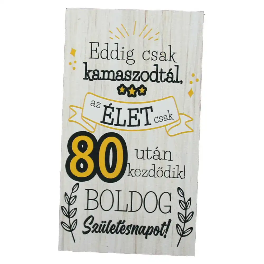 Magnet frigider din lemn "80 - Boldog Szuletesnapot..." 8x14 CM Magnet frigider din lemn "80 - Boldog Szuletesnapot..." 8x14 CM