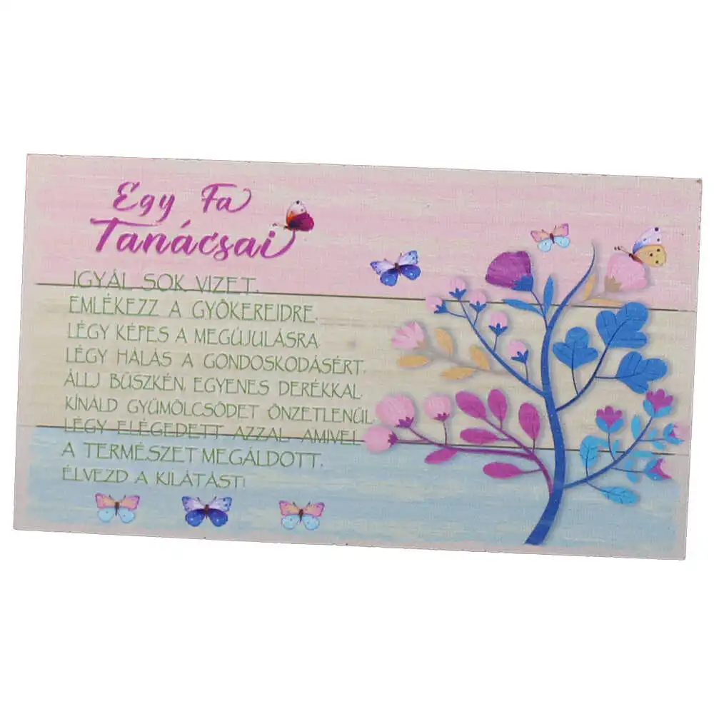 Magnet frigider din lemn "Egy fa tanacsai..." 8x14 CM Magnet frigider din lemn "Egy fa tanacsai..." 8x14 CM
