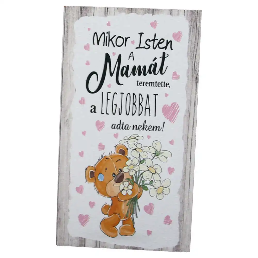 Magnet frigider din lemn "Mikor Isten a Mamat teremtette..." 8x14 CM