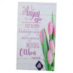 Magnet frigider din lemn "Az anyai sziv..." 8x14 CM
