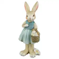 Figurina Iepuras cu cos si flori