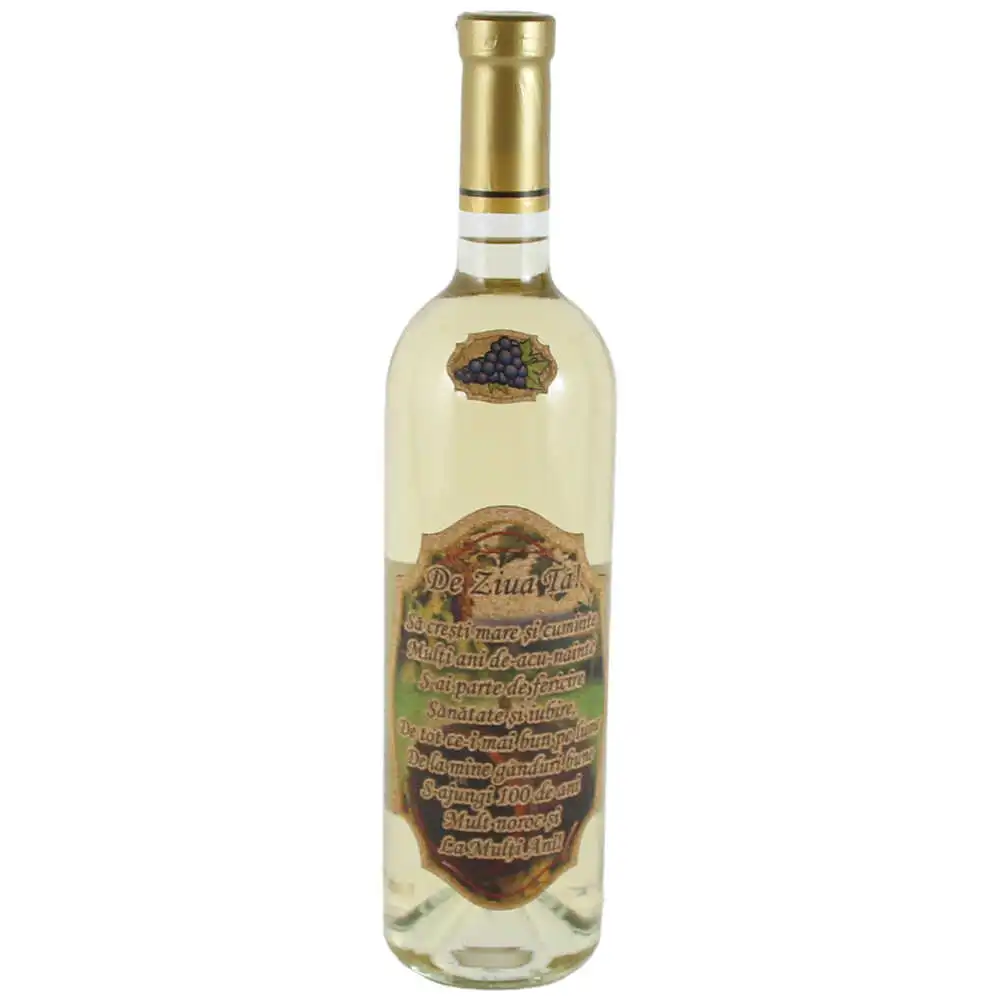 Vin alb 750 ml  "De ziua ta! Sa cresti mare..."