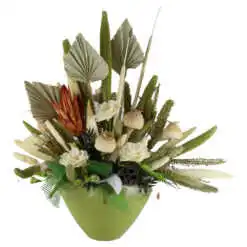 Aranjament floral cu plante uscate cu ghiveci ceramica 45 CM