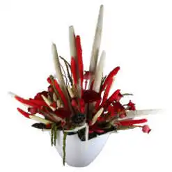 Aranjament floral cu plante uscate cu ghiveci ceramica 45 CM