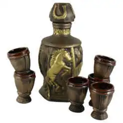Set pentru vin din ceramica cu 6 cani