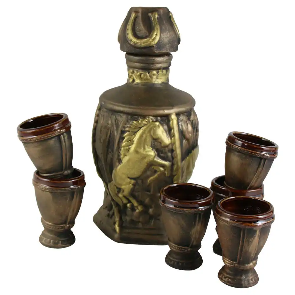 Set pentru vin din ceramica cu 6 cani Set pentru vin din ceramica cu 6 cani