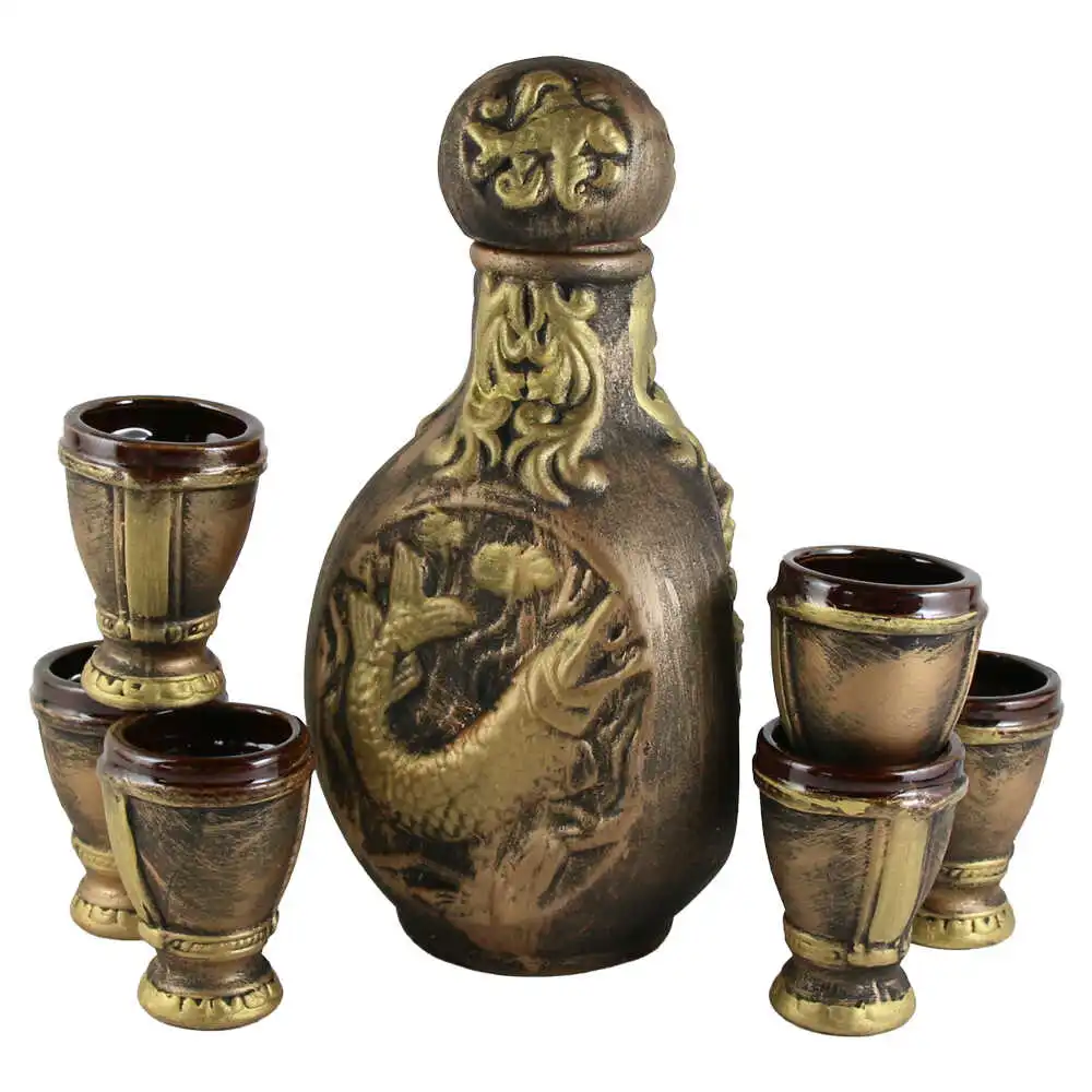 Set pentru vin din ceramica cu 6 cani Set pentru vin din ceramica cu 6 cani
