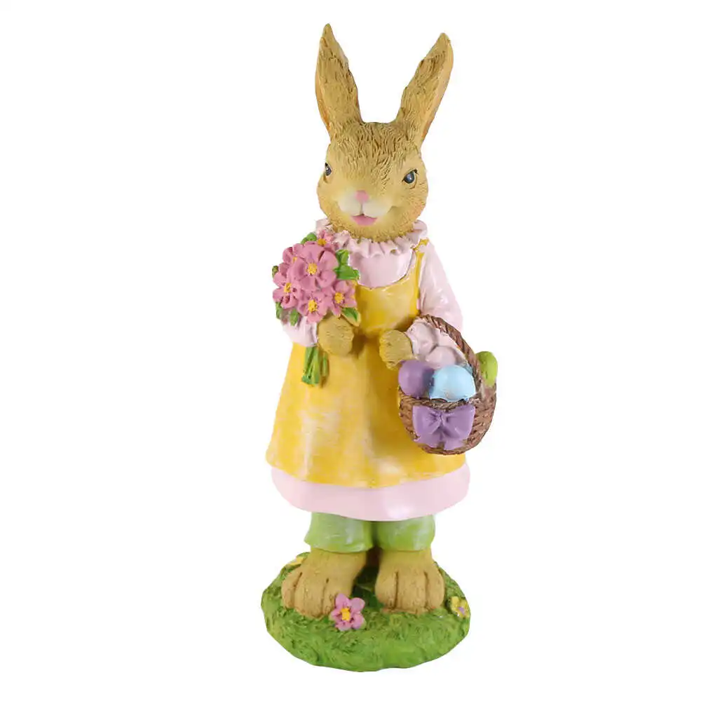 Figurina Iepuras cu flori 11x32 CM Figurina Iepuras cu flori 11x32 CM