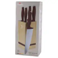 Set 5 cutite cu suport bambus