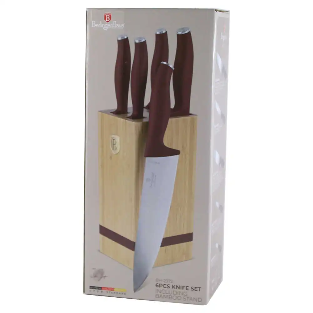 Set 5 cutite cu suport bambus