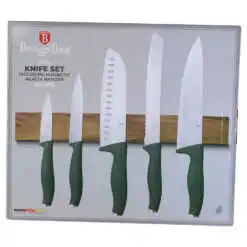 Set 5 cutite cu suport magnetic Matte Green