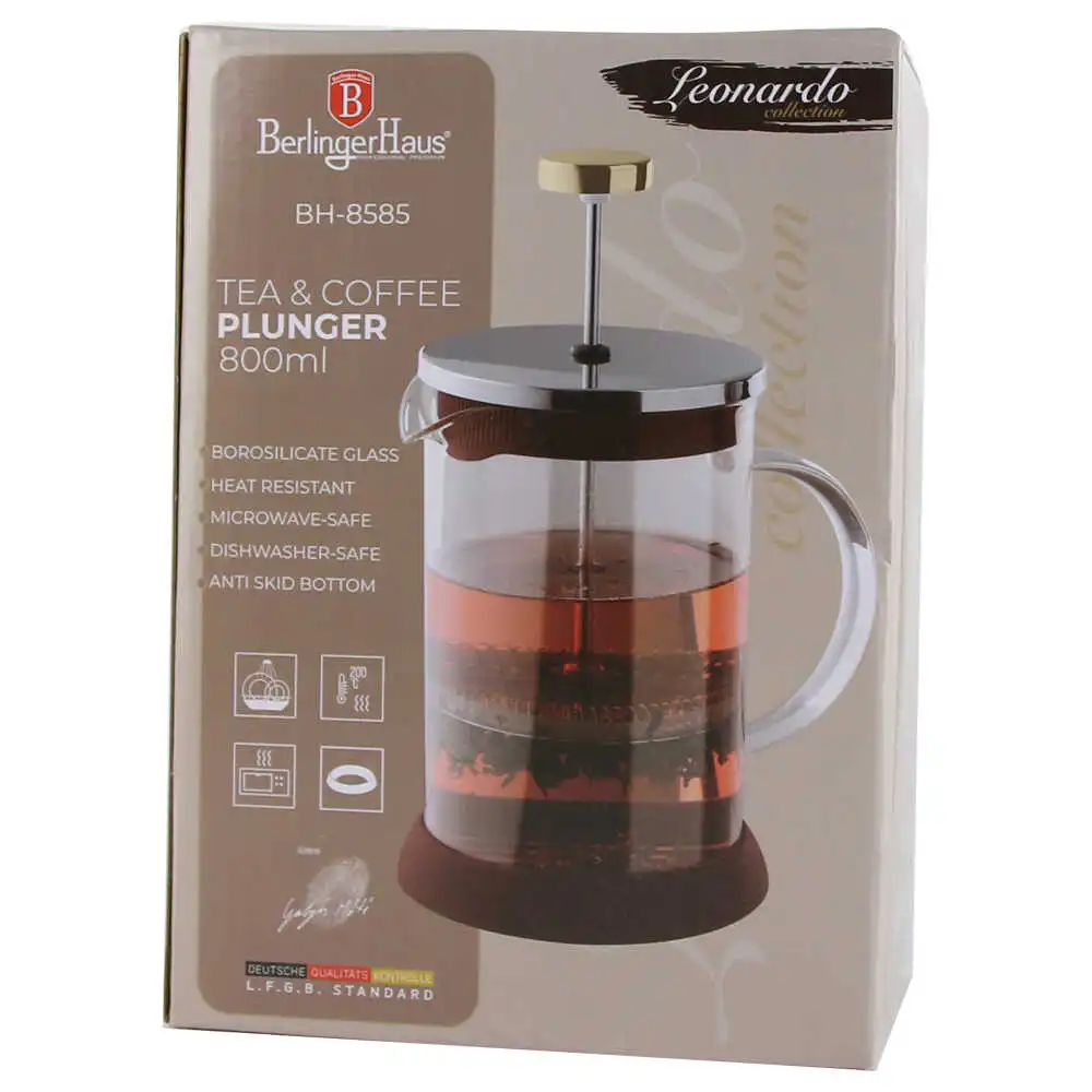 Infuzor ceai/cafea 800 ml din sticla si inox - Leonardo Infuzor ceai/cafea 800 ml din sticla si inox - Leonardo